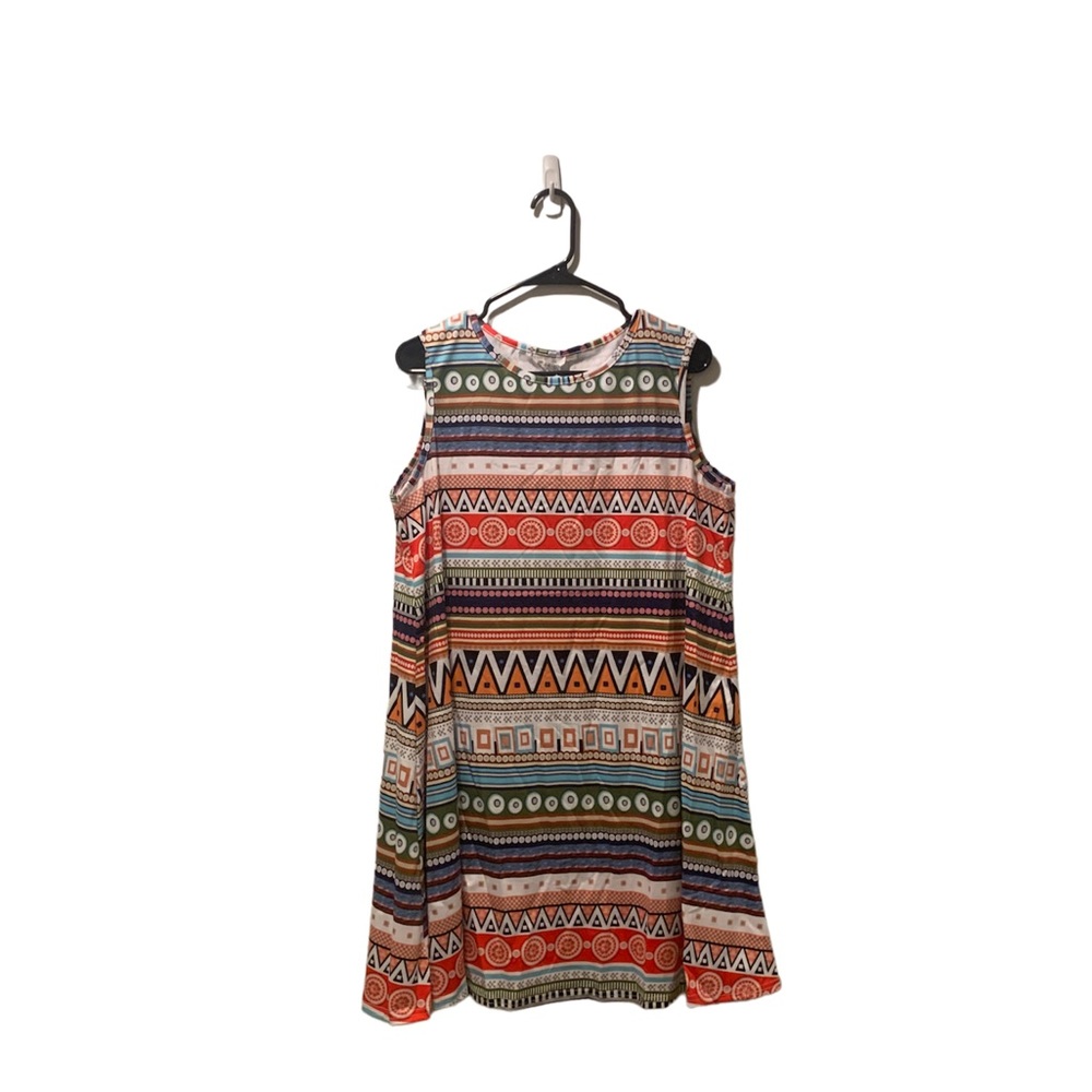 Meaneor Summer Beach Boho Printed Short Mini Dress Sleeveless Tank Dress